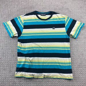 The Hundreds Shirt Men 2XL Black Blue White Yellow Striped Multicolor T-Shirt